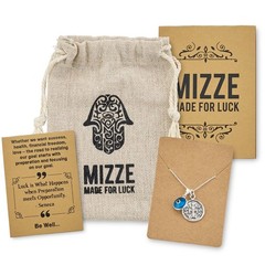 Winning & Winners Silver Coin Charm Necklace – 20″ Box Chain with Blue Evil E…