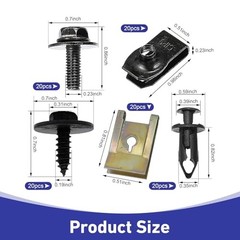 100PCS Car Screws and Bolts, Car Body Fender Screws, Plastic Engine Undertray