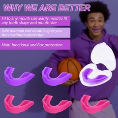 BBTO 6 Pack Kids Youth Mouth Guard for Classic Style, Rose Red,purple