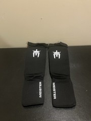 MEISTER ELASTIC CLOTH SHIN & INSTEP GUARDS S/M Muay Thai MMA Taekwondo Leg Pads