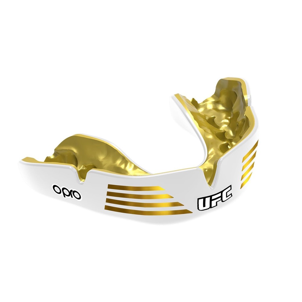 OPRO Instant Custom-Fit Mouth Guard, Adult (10+), Ufc Strike – Gold/White