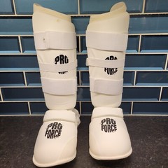Sparring Leg Shin Instep Adjustable Pads Martial Arts Karate PRO FORCE AWMA