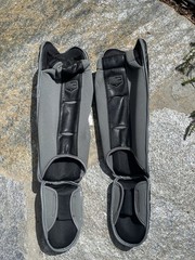 Hayabusa Tokushu Regenesis Striking Shinguards Adult L Gray Black Kickboxing MMA
