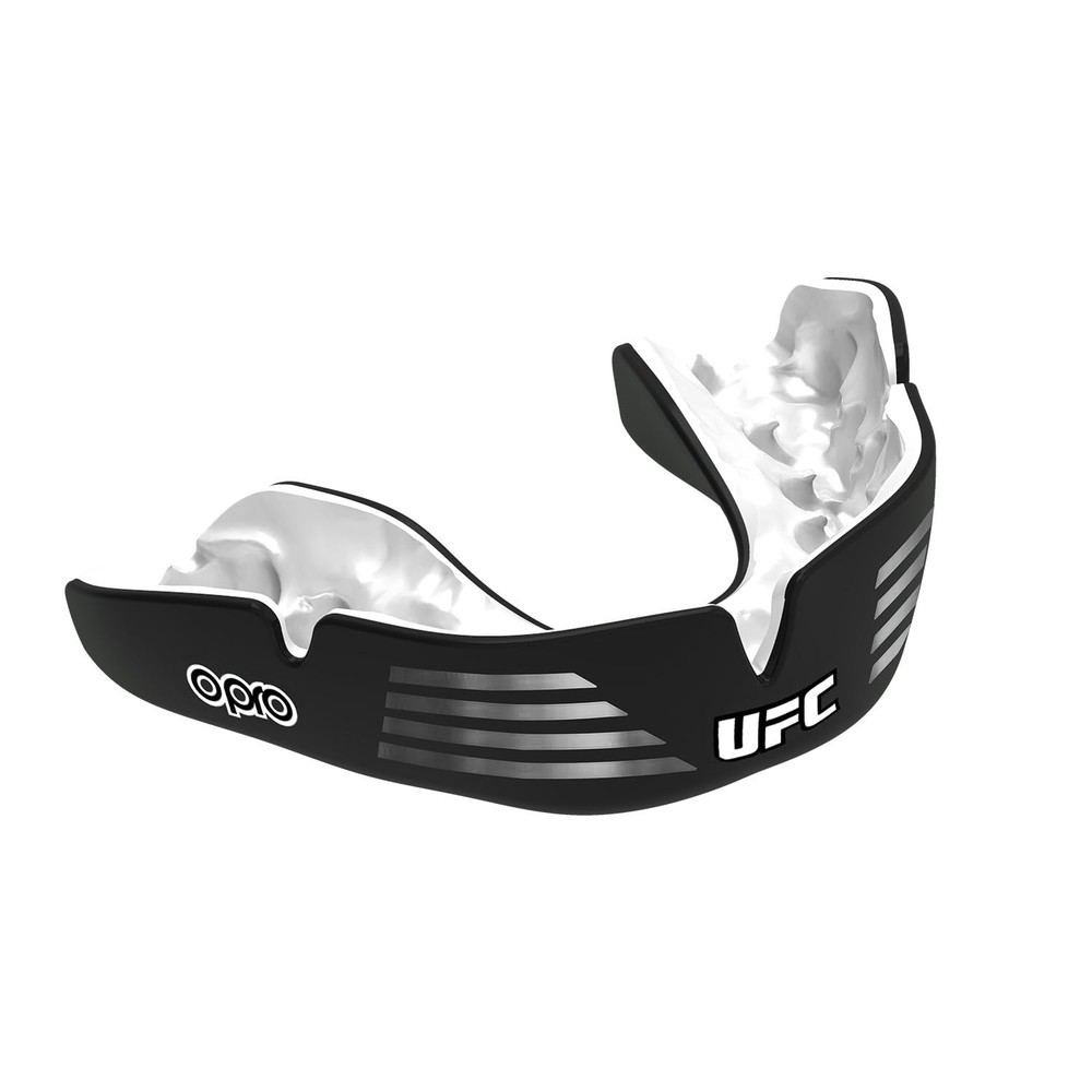 OPRO Instant Custom-Fit Mouth Guard, Adult (10+), Ufc Strike – Silver/Black