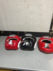 3 -Title Boxing Gel World Full Face Training Headgear 2-red And 1-black