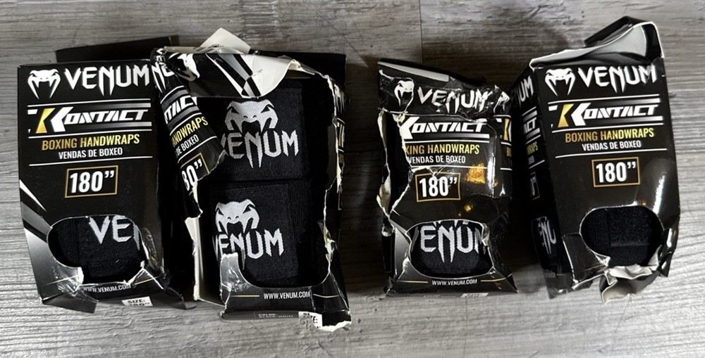 Venum Kontact Boxing Handwraps 180″ Elastic Cotton New 4 Packs READ