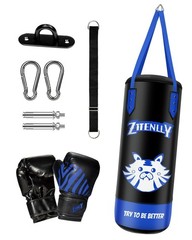 Kids Punching Bag with Gloves – PU Leather & Adjustable Height Strap – Boxing…