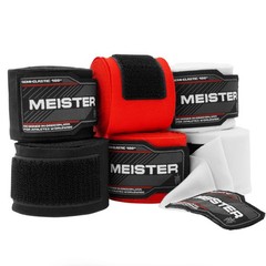 Meister Adult 180″ Hand Wraps for MMA Length, Black / Red / White