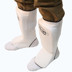 White Professional Martial Arts Good Quality Shin Pads S to XL Size