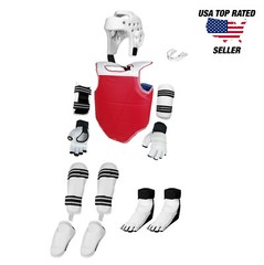 WTF Tournament Gear Head Gloves Shin Instep Chest Arm Guard Taekwondo TKD Set