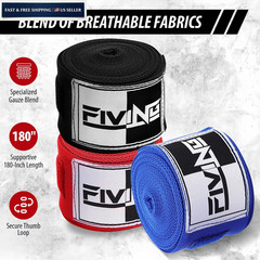 FIVING Boxing Hand Wraps Inner Gloves for Men Women, 180 Inch Black
