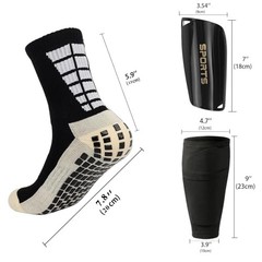 Soccer Socks with Shin Guard for Men, 1 Pairs Mens Grip Soccer Socks A Black