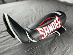 SANDEE Unbreakable Shin Guard w/ Foot Protector Size M Black/White/Red