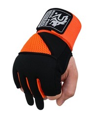 RING PRO Elite Gel Quick Wraps Black/Orange Boxing Inner Gloves Wrist Support