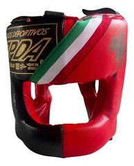 Red Leather PRO Boxing Full Face Headgear String Made In MEXICO Adults Zepeda