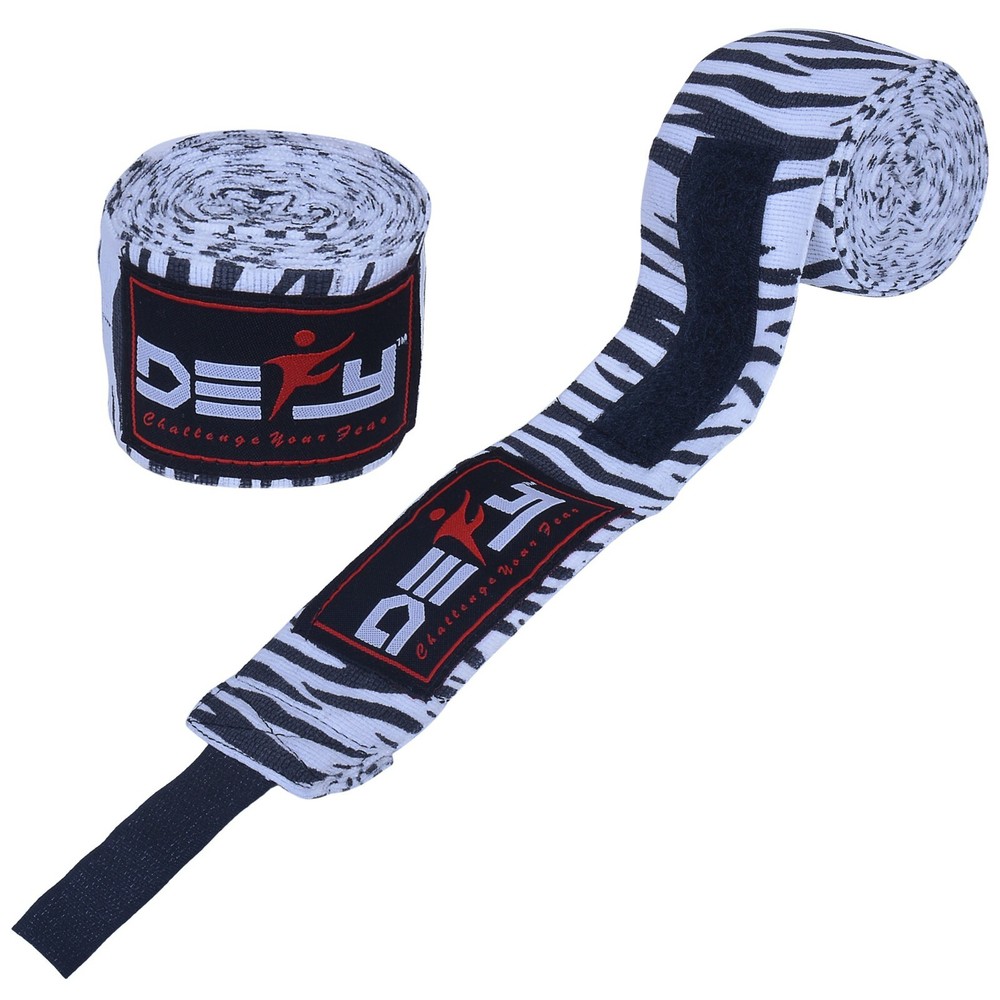 DEFY Pair of 180″ New Boxing Hand Wraps Elastic MMA Muay Thai Bandage Zebra