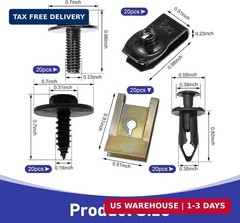 100PCS Car Screws and Bolts, Car Body Fender Screws, Plastic Engine Undertray Ri