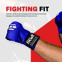 Hawk Padded Inner Gloves Training Gel Hand Wraps for Large-X-Large, Blue