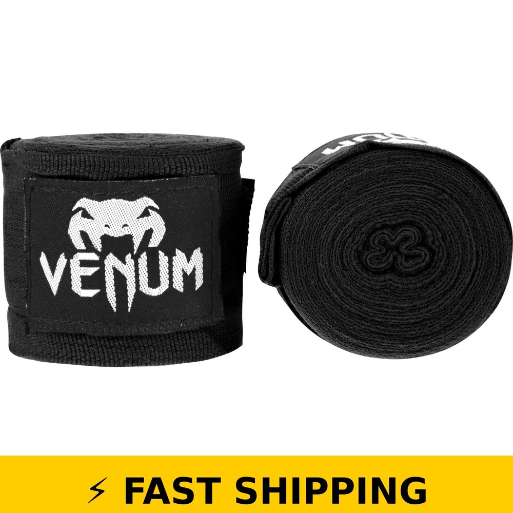 Venum 180-Inch Boxing Hand Wraps – Black/White – Unisex
