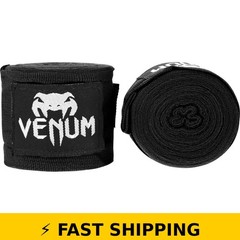 Venum 180-Inch Boxing Hand Wraps – Black/White – Unisex