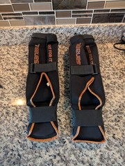 Sanabul Shin Guards Essential Hook & Loop XS Black Copper Kickboxing MMA 2541D