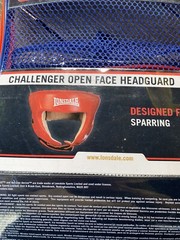 LONSDALE MENS CLUB SPARRING CHALLENGER OPEN FACE HEADGUARD RED SIZE LARGE