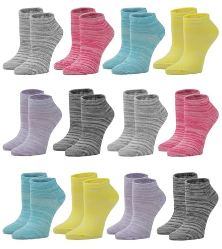 Gelante 12-Pair Women’s Ankle Socks, Colorful Comfortable One Size Space Dye