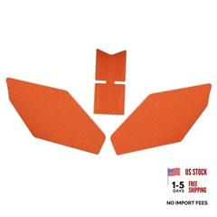 Motorcycle Non-Slip Rubber Gas Tank Pads with Knee Grips – 3-Piece Orange