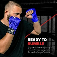 Hawk Padded Inner Gloves Training Gel Hand Wraps for Large-X-Large, Blue