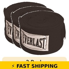 Everlast 108″ Boxing Hand Wraps – Black, Poly-Cotton, 2-Pack