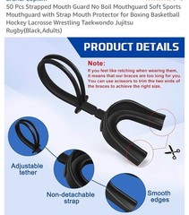 50PCS Sports Mouthguard w/ Strap Adult Soft Mouth Guard Boxing Hockey