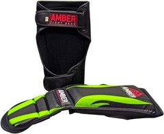 Amber Ultimate Shield Muay Thai Shin & Instep Guards, 100% Hi-Tec Skintex Leathe