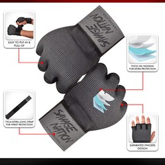 BeSavage Gel Padded Inner Gloves with Hand Wraps MMA Muay Thai Boxing Fight PAIR
